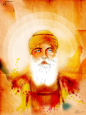 Guru Nanak Dev Ji Inkquisitive painting