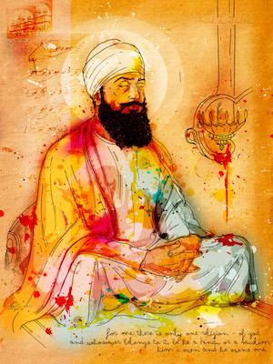 Guru Tegh Bahadur Ji Inkquisitive painting