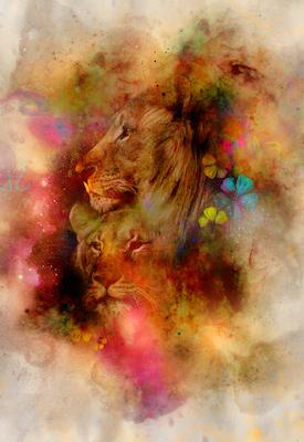Lion love Inkquisitive painting