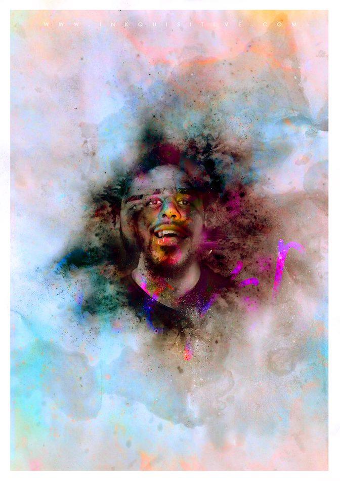 J Cole Crooked smile Inkquisitive painting
