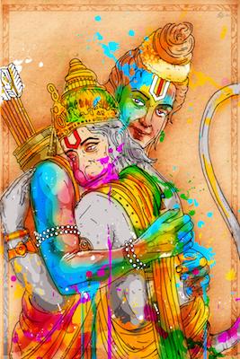 Hanuman and Rama Inkquisitive painting