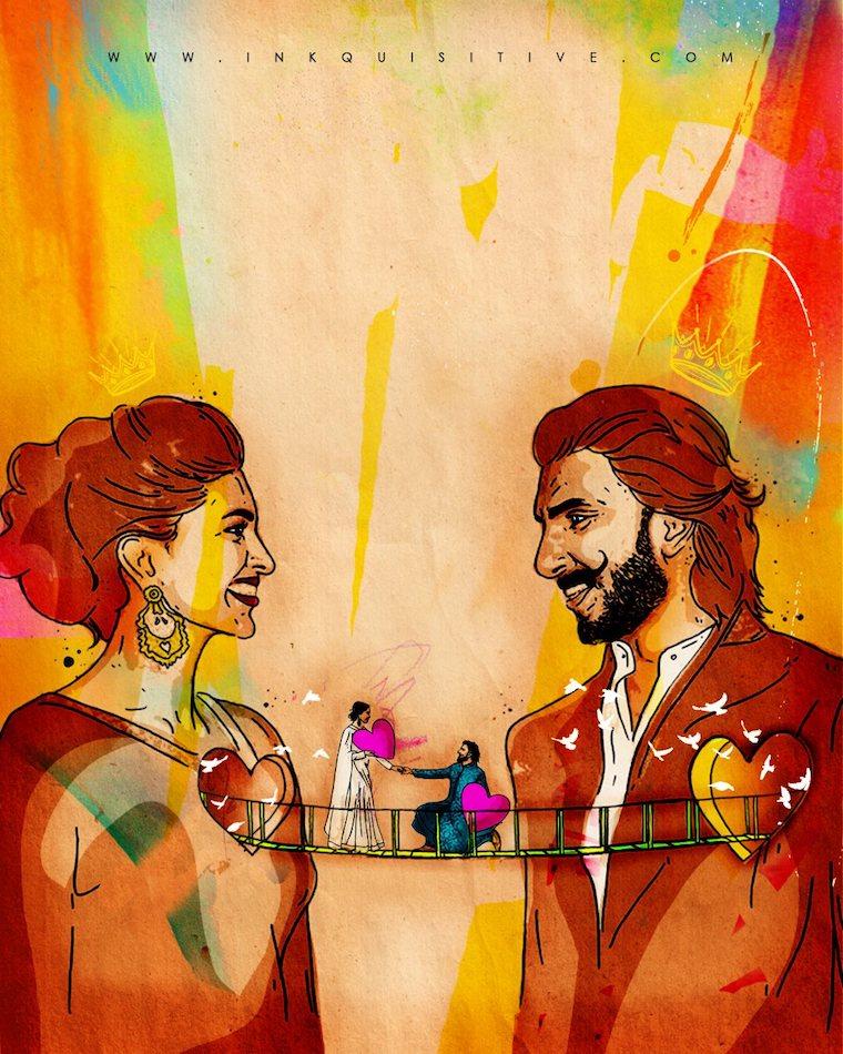 Ranveer and Deepika Inkquisitive painting