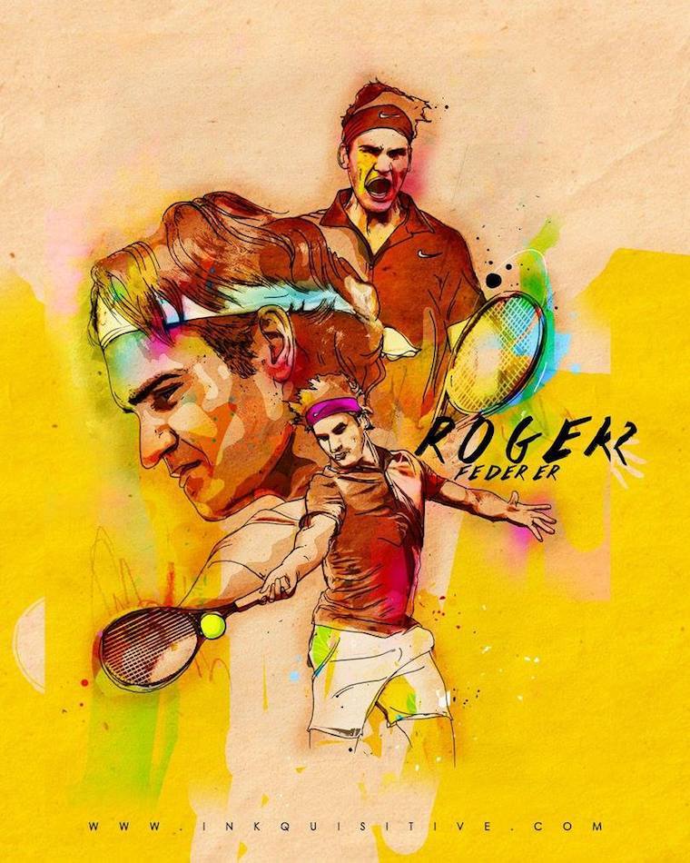 Roger Federer Inkquisitive painting
