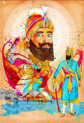 Tenth Guru III Hemkunt Sahib Inkquisitive painting